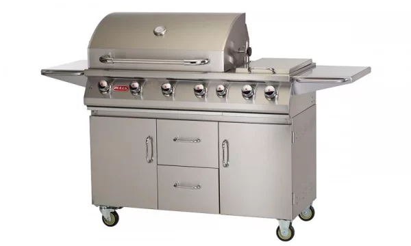 Bull 120cm 7 Burner Grill Cart with Lights and Rotisserie