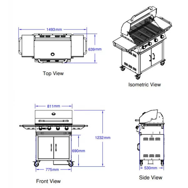 Bull BBQ Lonestar 80cm Grill Cart - Image 3