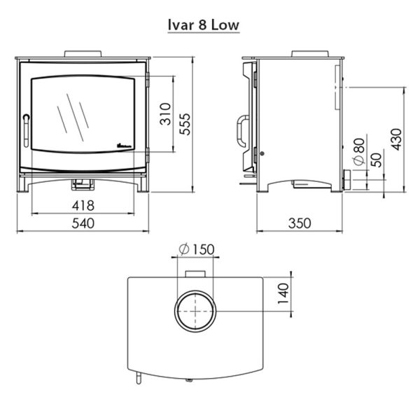 Dik Geurts Ivar 8 Freestanding Woodburning/Multifuel Stove - Image 3