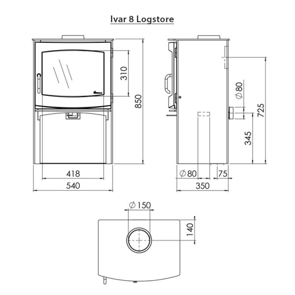 Dik Geurts Ivar 8 Freestanding Woodburning/Multifuel Stove - Image 4