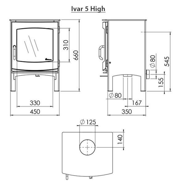 Dik Geurts Ivar 5 Freestanding Woodburning/Multifuel Stove - Image 10