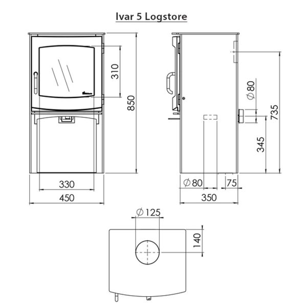 Dik Geurts Ivar 5 Freestanding Woodburning/Multifuel Stove - Image 11